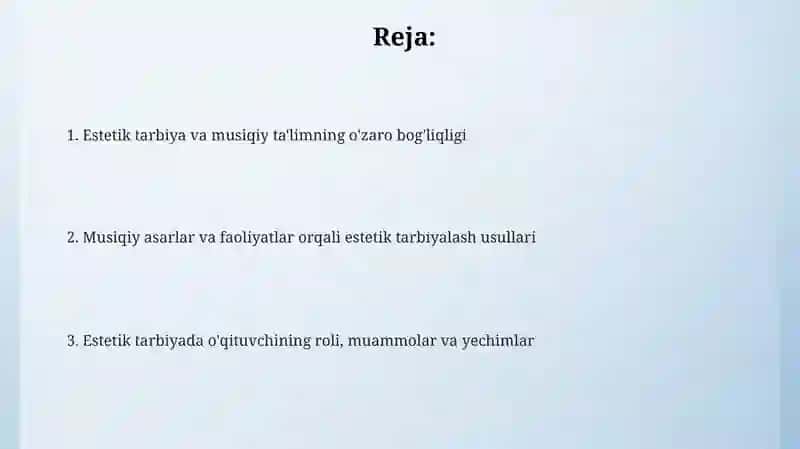 Estetik Tarbiya va Musiqa Viy Ta'lim 2