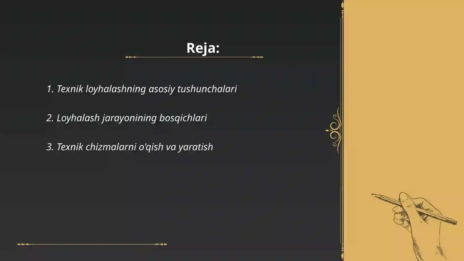 Texnik loyhalash darslarini tashkil etish 2