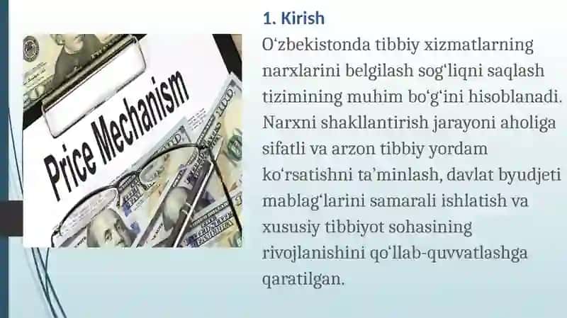 Tibbiy xizmatlarning narxlarini aniqlash uslublari va narxni shakllantirish mexanizmi 2
