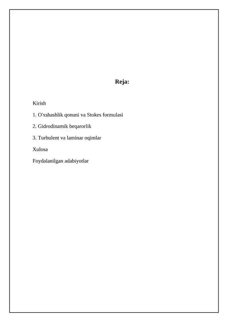 Suyuqlik va Gazlar Harakati 2