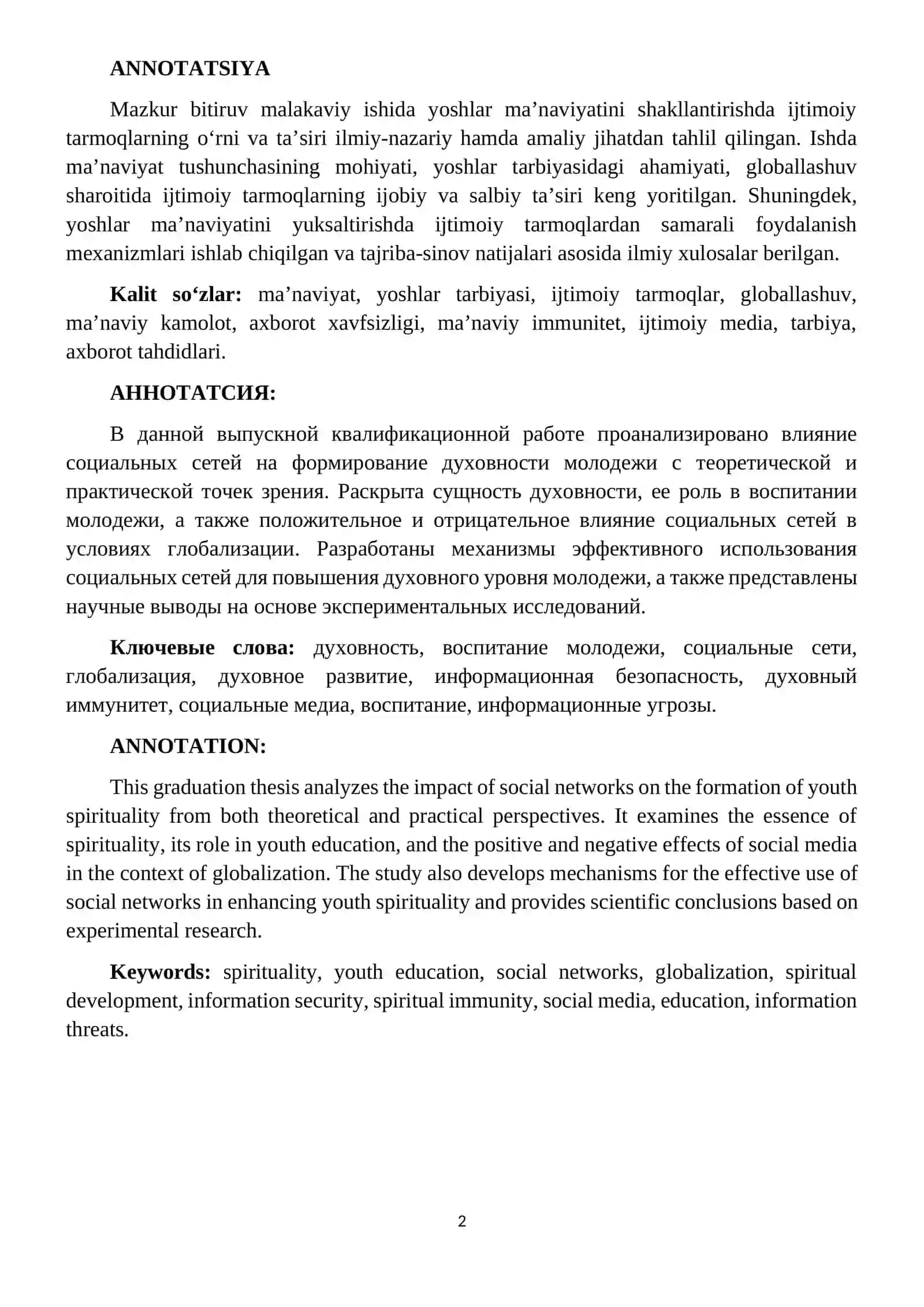 Yoshlar ma’naviyatini shakllantirishda ijtimoiy tarmoqlarning ta’siri 2