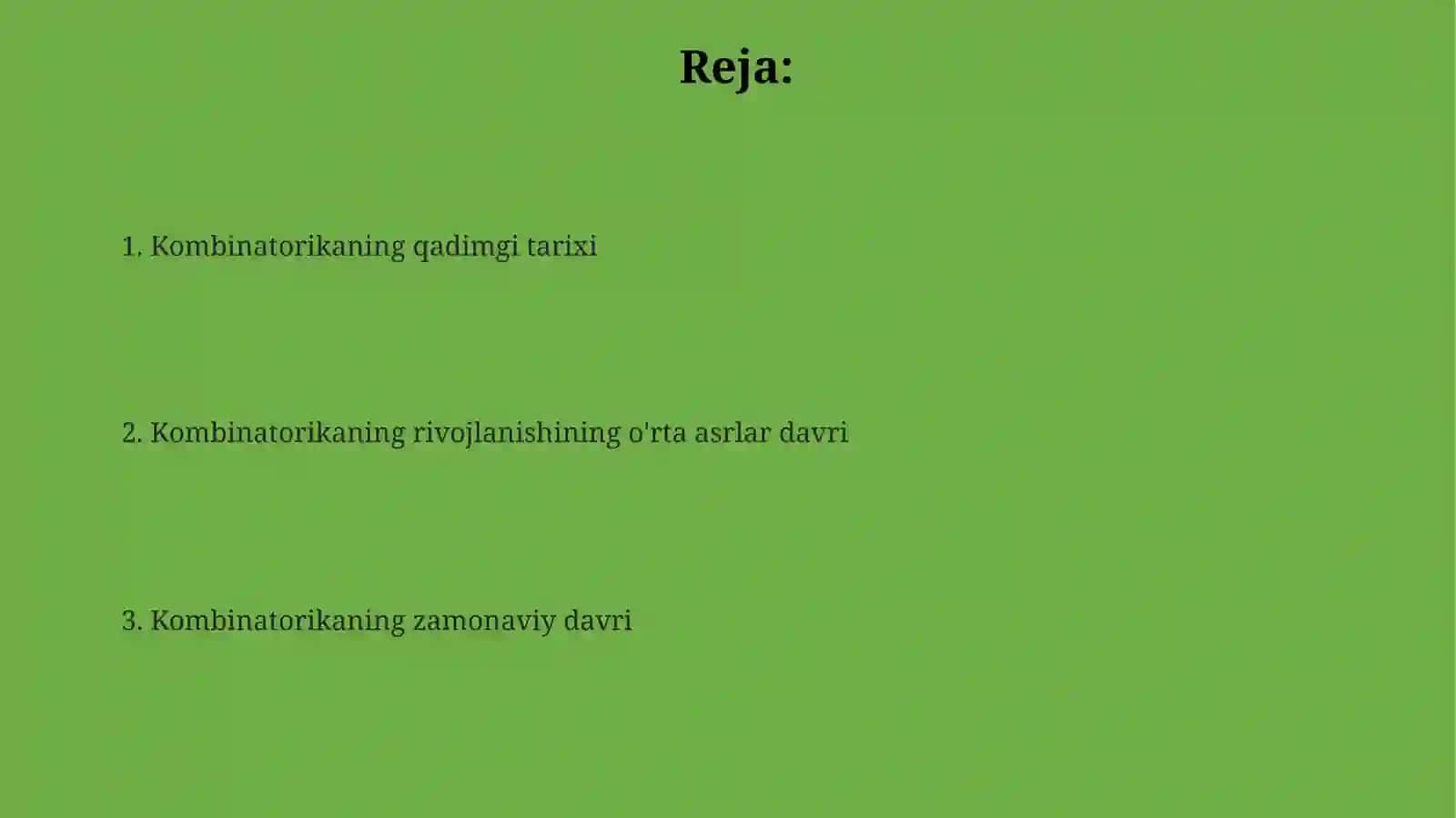 Kombinatorika fani rivojlanish tarixi 2