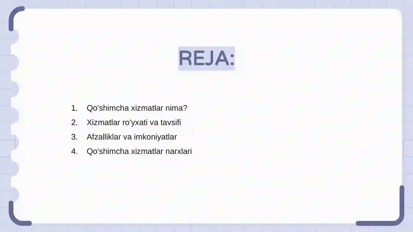 Qo'shimcha xizmatlar 2