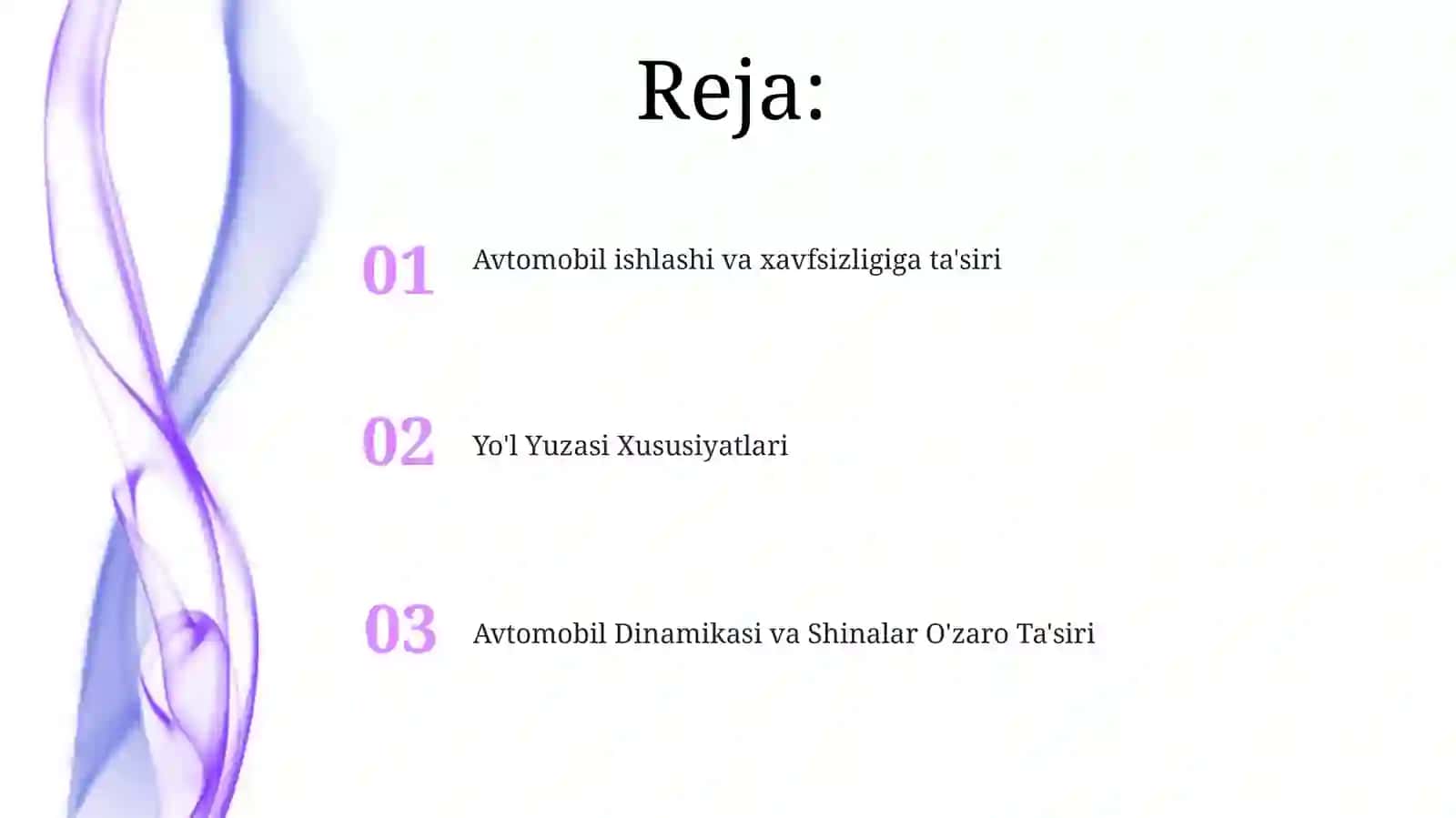 Avtomobilning yo'l to'shamasining o'zaro ta'siri 2