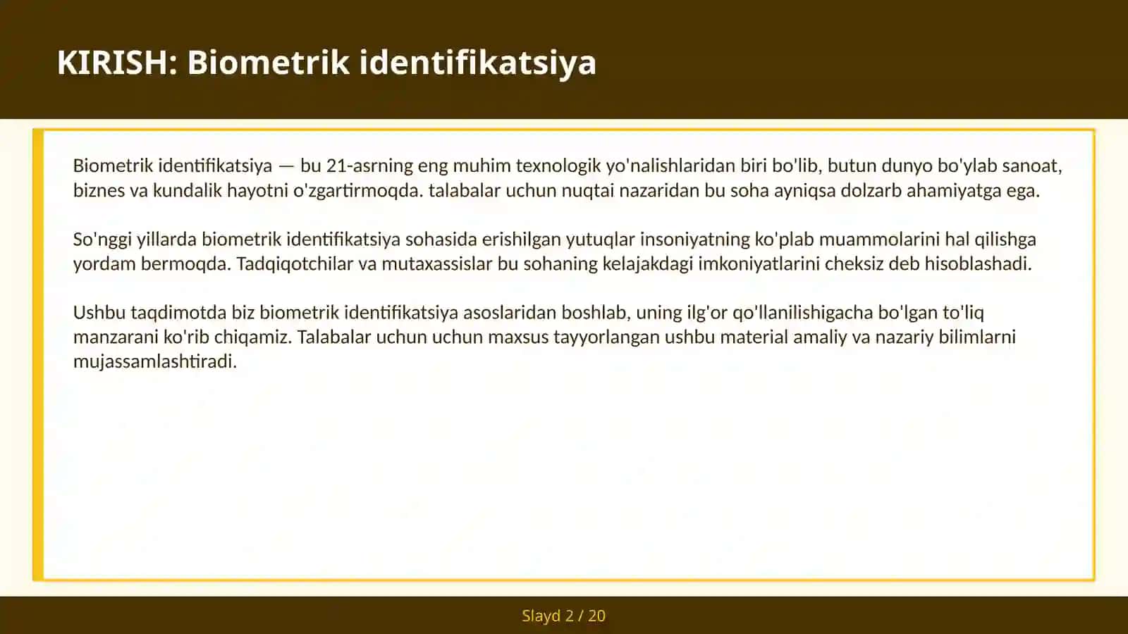 Biometrik identifikatsiya 2