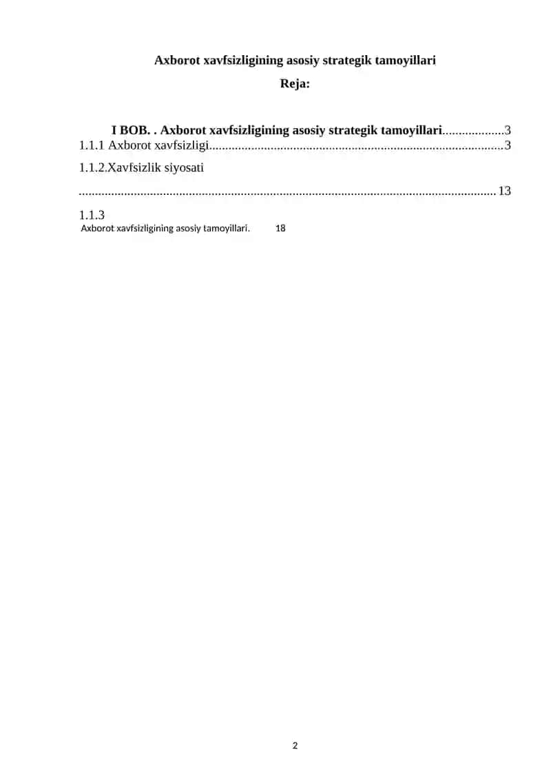 Axborot xavfsizligining asosiy strategik tamoyillari 2