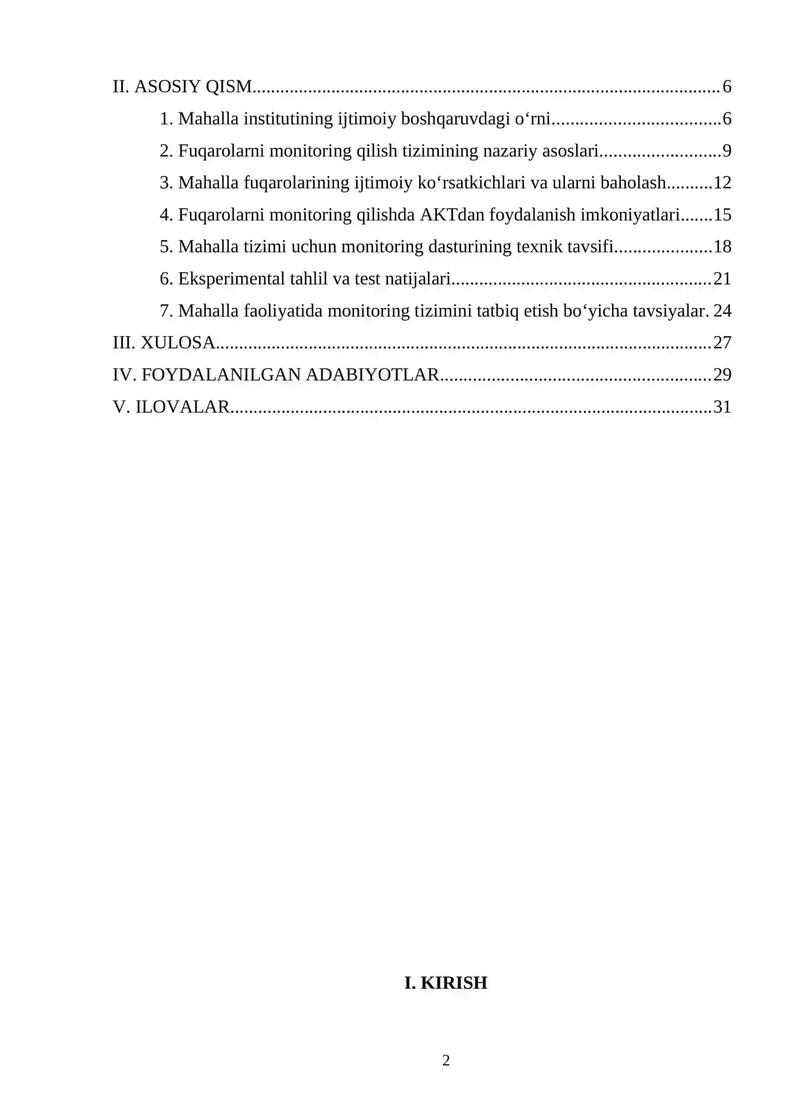 “Mahalla fuqarolarni monitoring qilish tizimi” mavzusidagi kurs ishi 2