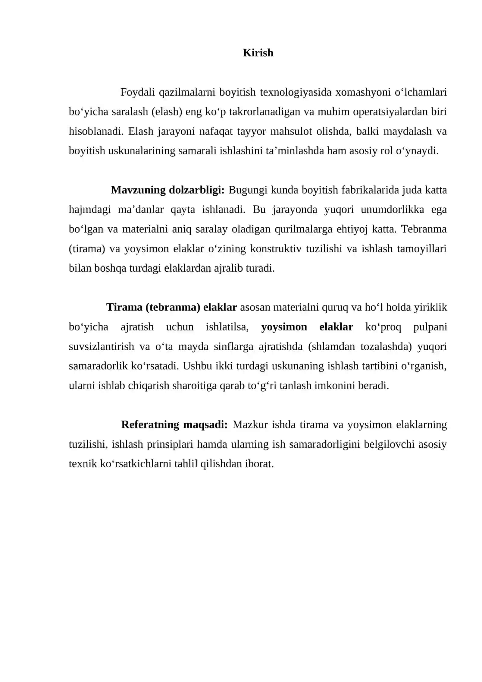 Tirama va yoysimon elaklarning ishlash tartibi va tuzulishi 2