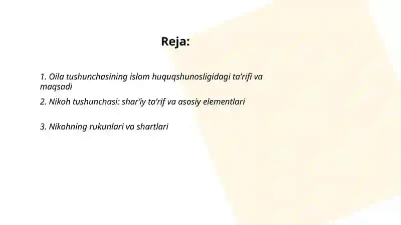 Islom huquqshunosligida oila, nikoh,taloq,idda,zihor tushunchalarini taʼriflash 2