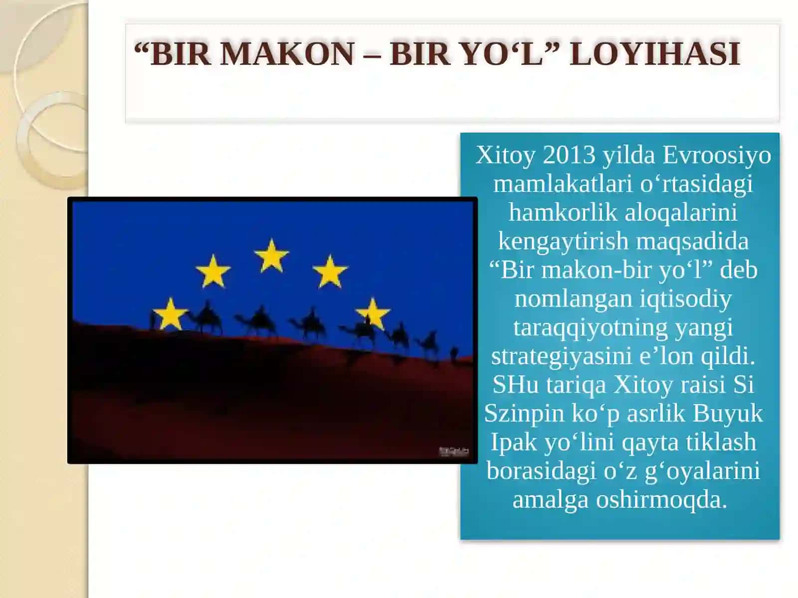 "BIR MAKON – BIR YO‘L" LOYIHASI 2