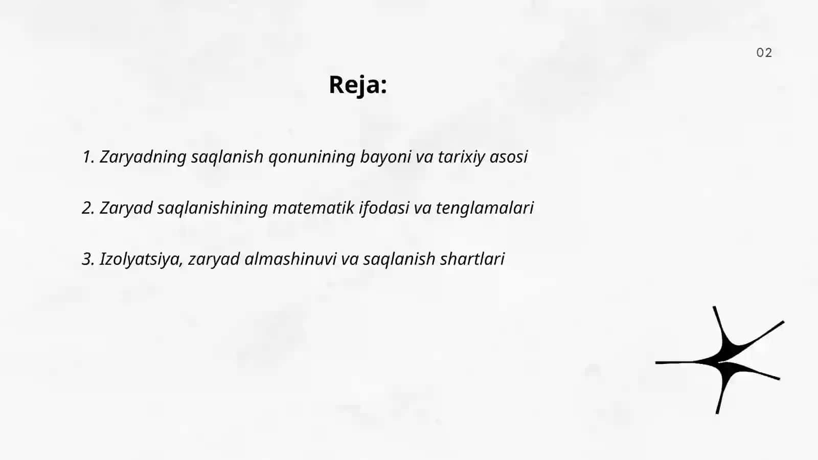 Zaryadning saqlanish qonuni. Nuqtaviy 2