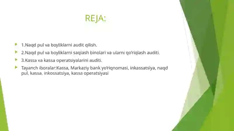 Naqdpul va kassa operatsiyalari auditi 2