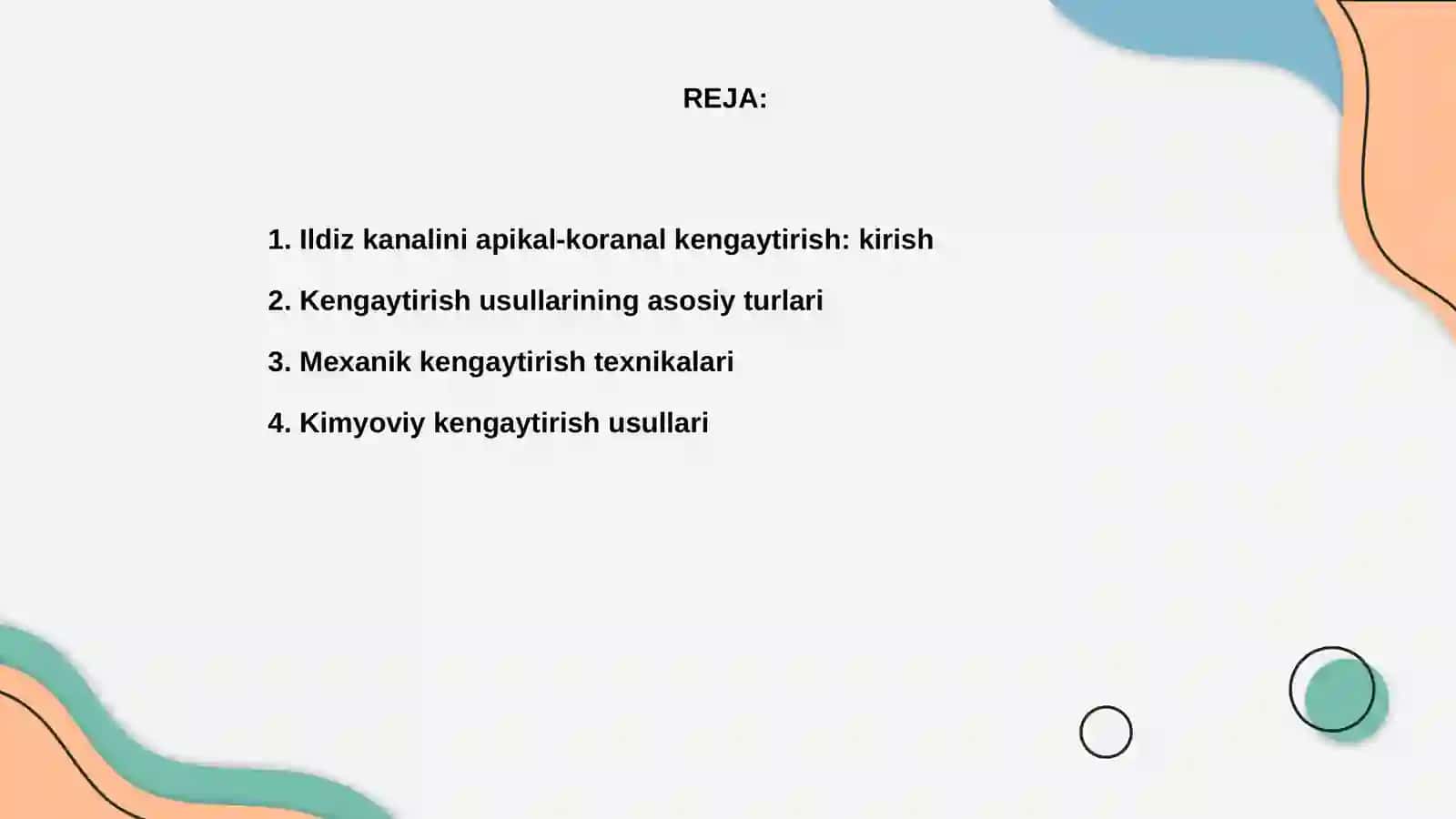 Ildiz kanalini apikal-koranal kengaytirish usullari 2