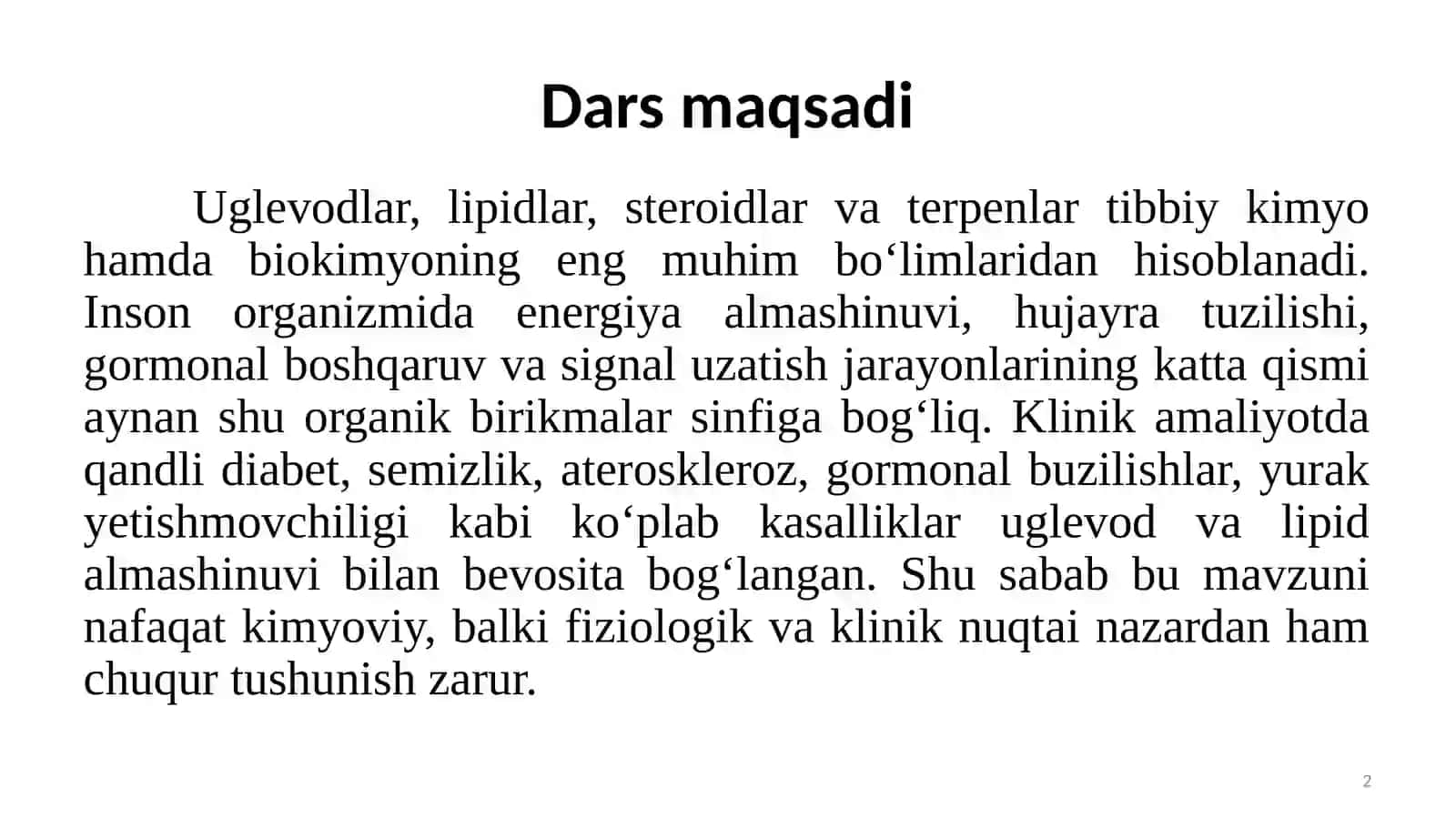Uglevodlar, Lipidlar, Steroidlar, Terpenlar 2
