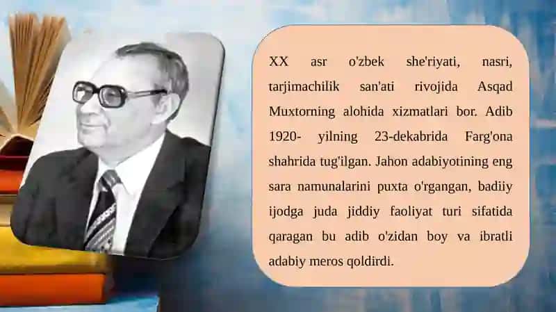 8-sinf adabiyot darsligi asosida ASQAD MUXTOR 2