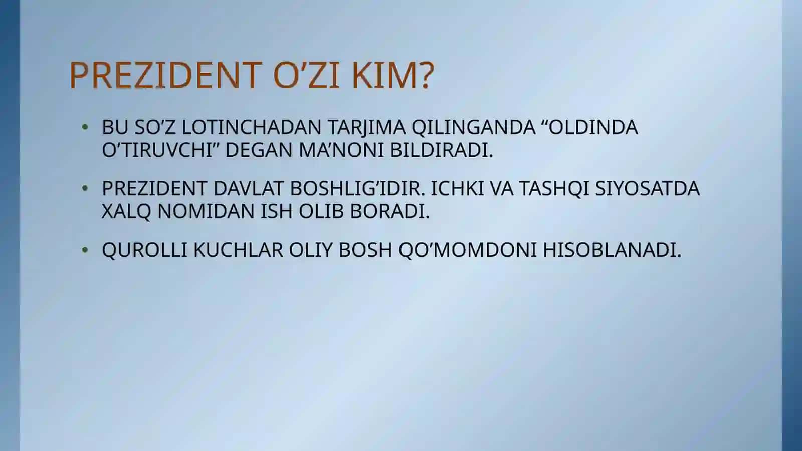 O’ZBEKISTON RESPUBLIKASI PREZIDENTI 2