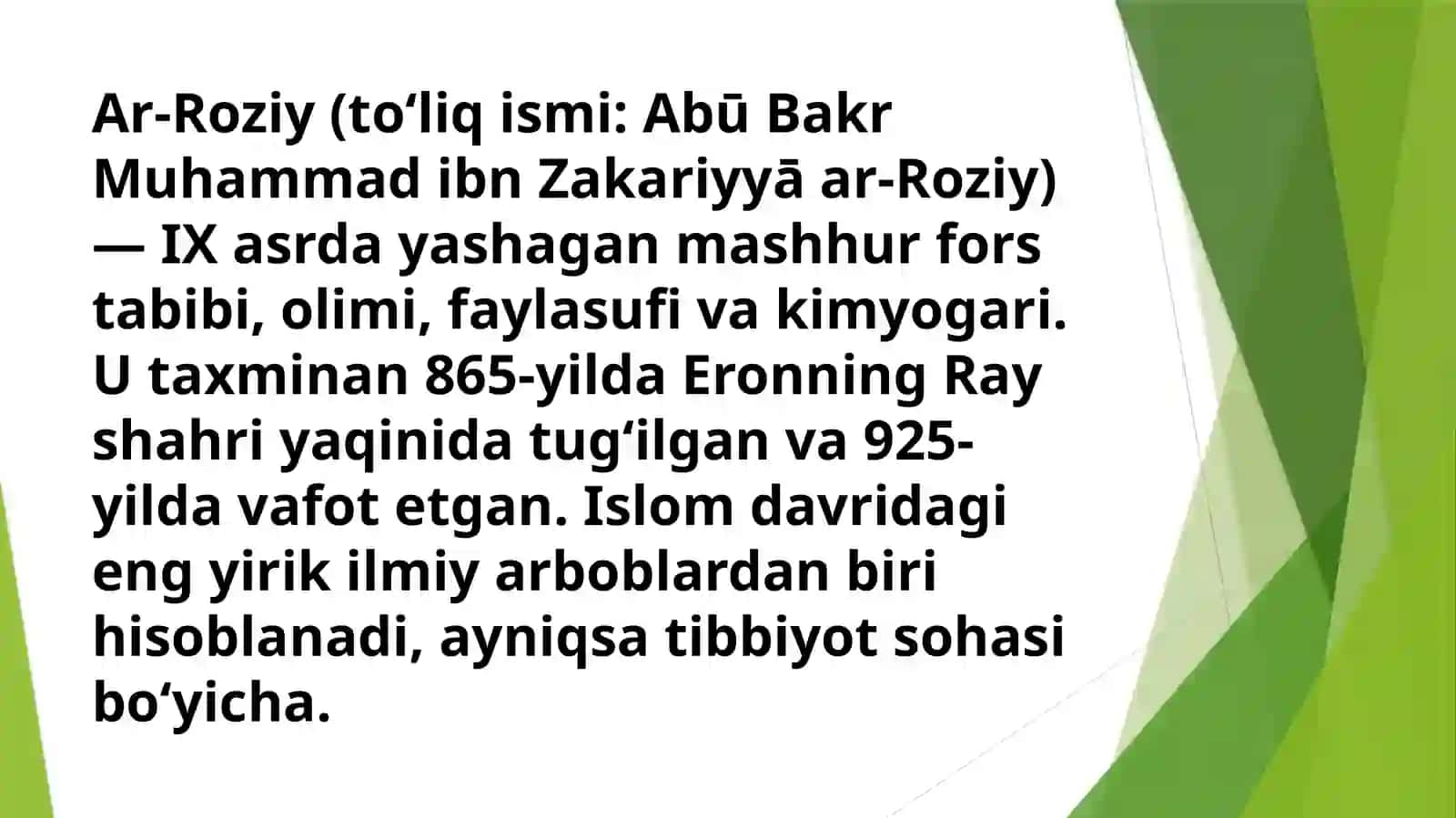 ArRoziy va uning tibbiyot ilmiga qoʻshgan xissasi 2