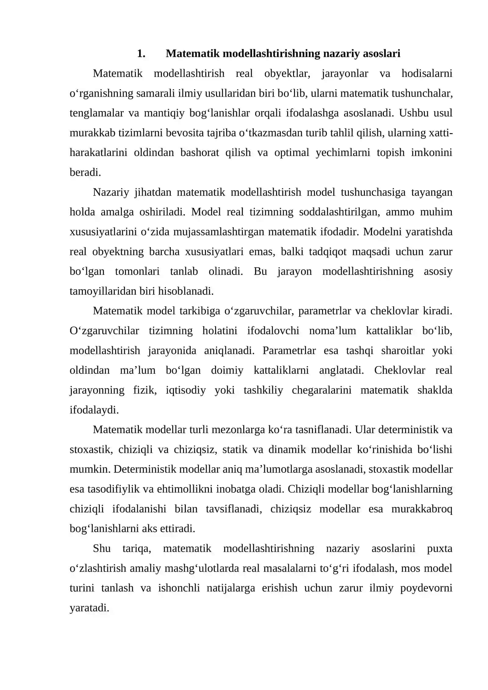Matematik modellashtirishda amaliy mashg‘ulotlarga nazariy tayyorgarlik ko‘rish 2