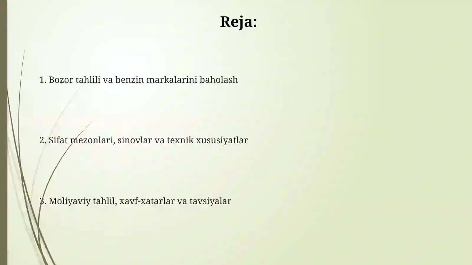 Biznes reja yaratish eng sifatli gaz markasi qanday aniqlanadi 2
