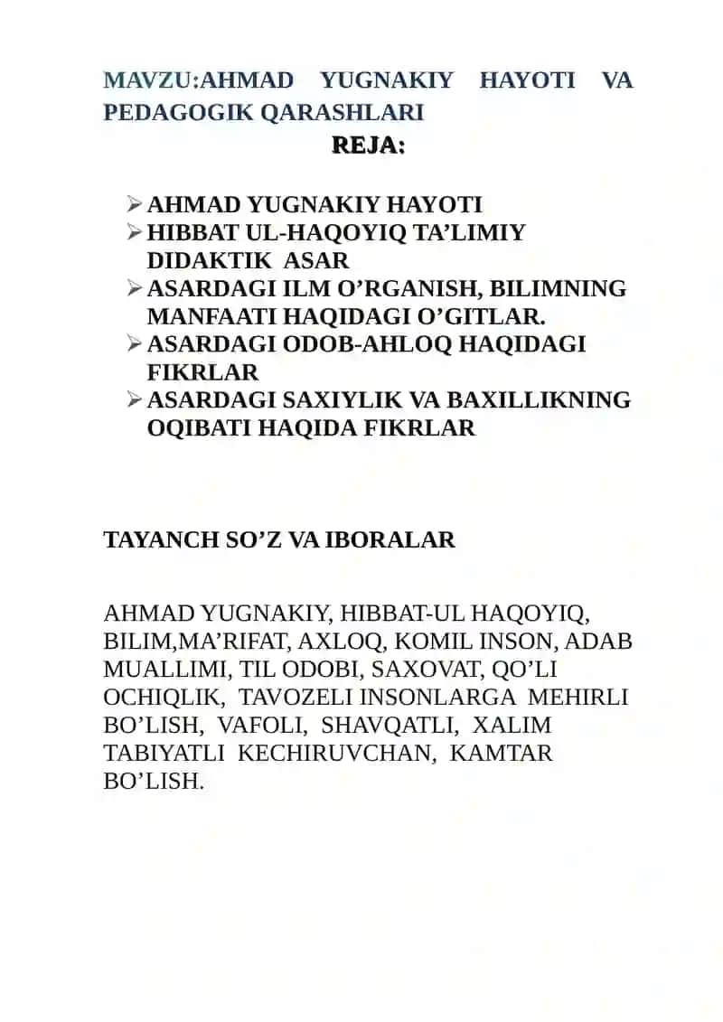 Ahmad Yugnakiy hayoti va pedagogik qarashlari 2