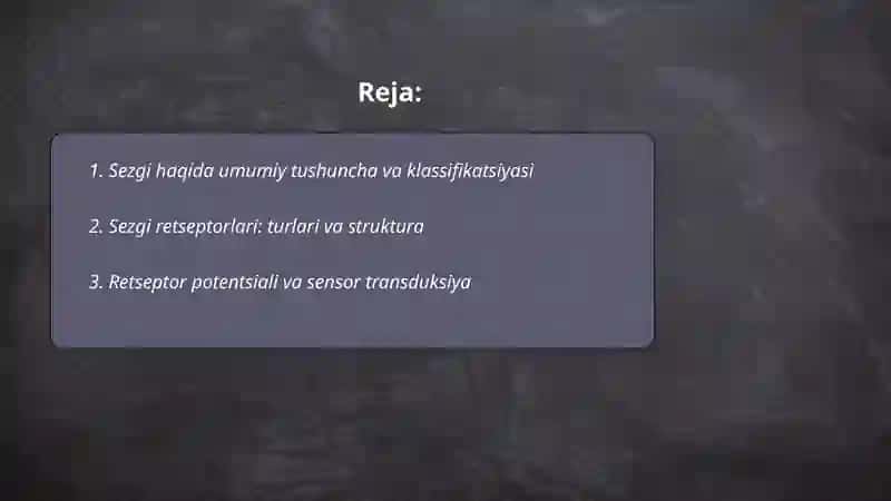 Sezgi xaqida umumiy tushuncha va nera -fizyalagik asosi 2