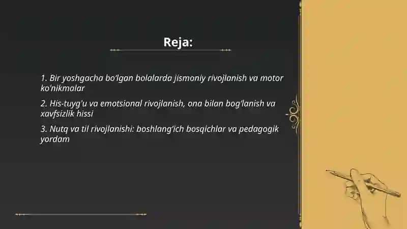 Bir yoshgacha boʻlgan bolalarni rivojlanishi va unga qoʻyilgan pedagogik talablar 2