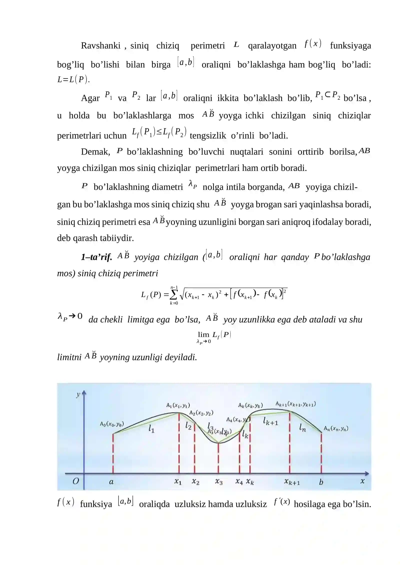 ANIQ INTEGRALNING EGRI CHIZIQLI YOY UZUNLIGINI HISOBLASHGA TATBIQI 2