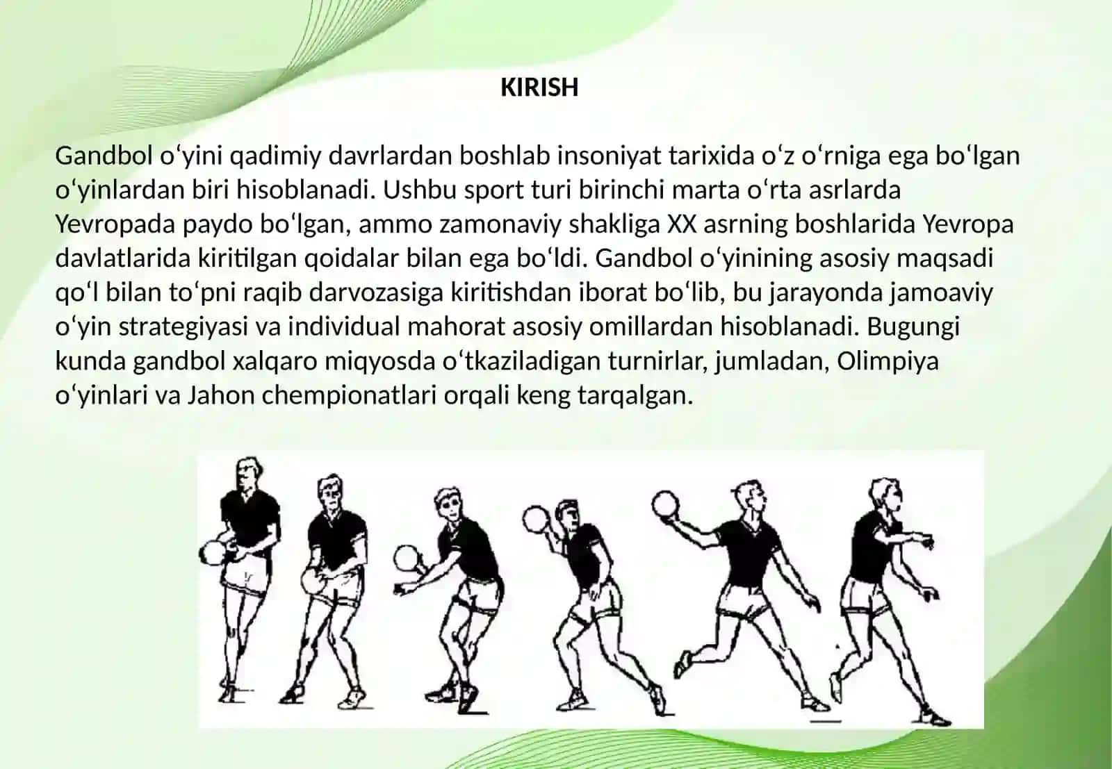Gandbol oʻyini kelib chiqishi va rivojlanishi 2