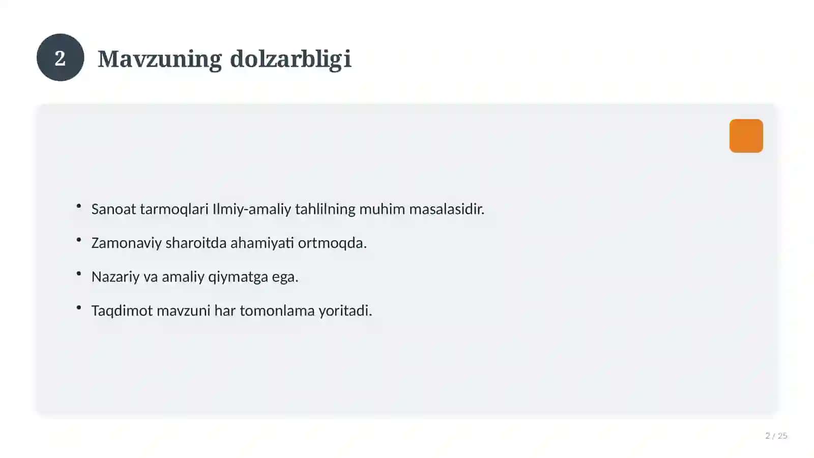 Sanoat tarmoqlari Ilmiy-amaliy tahlil 2