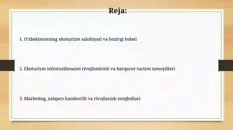Ekoturizmning rivojlantirishni asosiy yoʻnalishlari 2