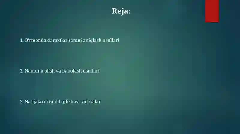 Oʻrmonundagi daraxtlar sonini aniqlash 2