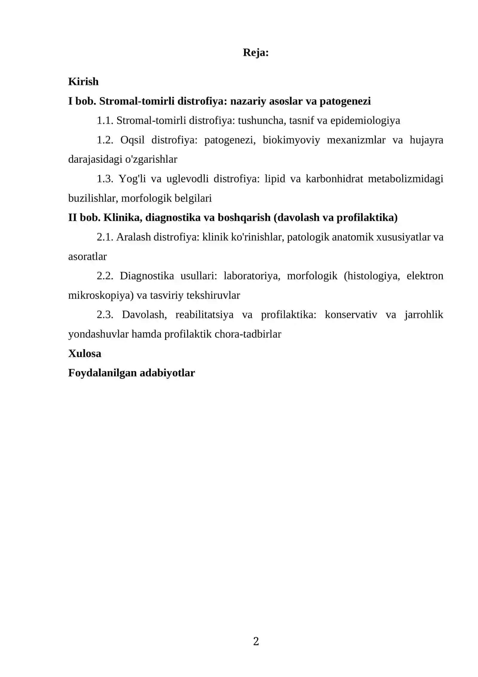 STROMAL-TOMIRLIDISTROFIYA. OQSIL, YOG'LI, UGLEVODLI DISTROFIYALAR. ARALASH DISTROFIYA TOʻLISH FORMATDA 2