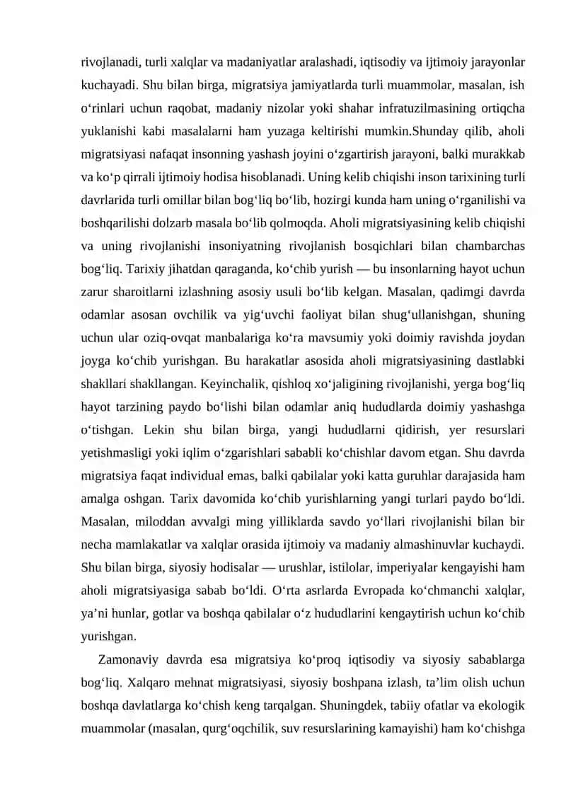 Aholi migratsiyasi va ularning turlar 2