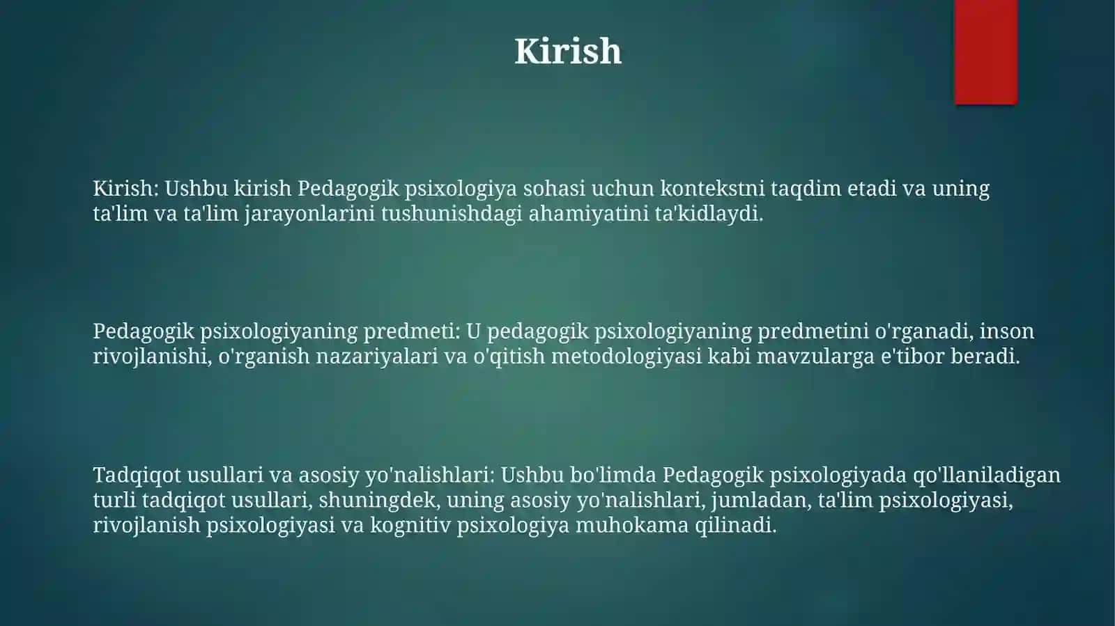 Yosh Va Pedagogik Psixologiya Fanining Predmeti, Tadqiqot Metodlari, Fanining Asosiy Sohalari Va UndagiMuammolar 2