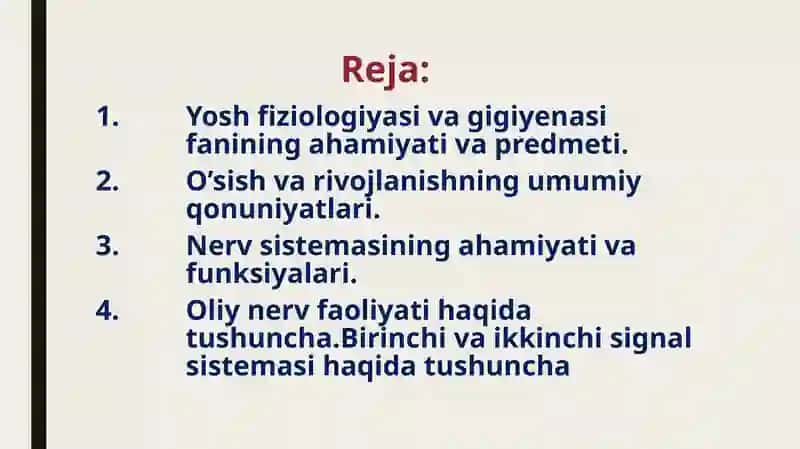 Yoshanatomiya va Fiziologiyasi 2