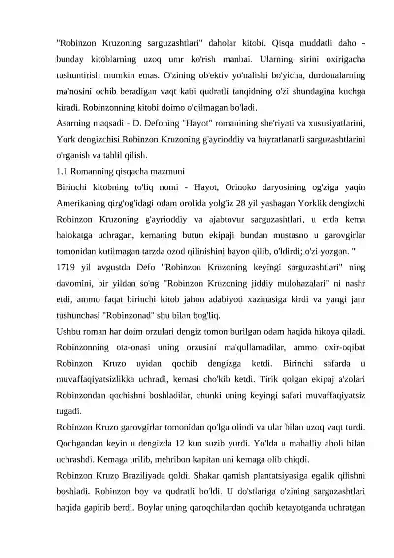 "Robinzon Kruzo" asarida yangi inson konsepsiyasi 2