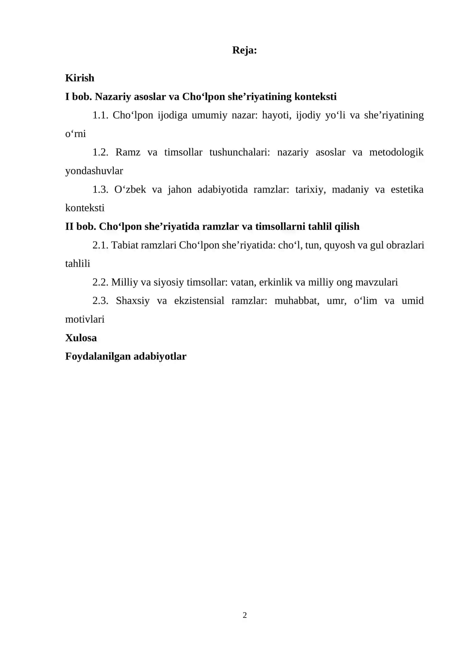 Choʻlpon Sheʼriyatida Ramz va Timsollar 2