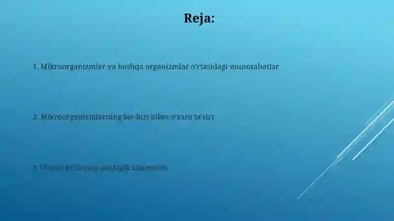 Mikroorganizmladning õzaro va boshqa organizmlar bilan aloqasi 2