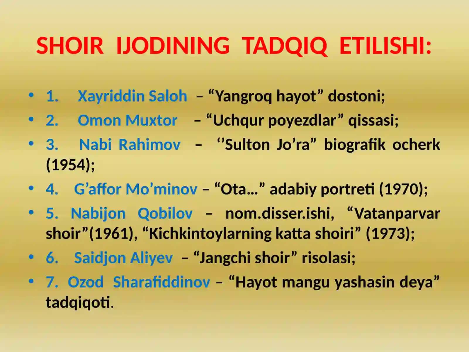 SULTON JO’RA(1910-1943) SHOIR IJODINING TADQIQ ETILISHI 2