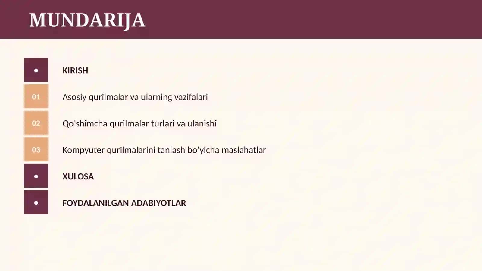 SHAXSIY KOMPYUTERLARNING ASOSIY VA QO`SHIMCHA QURILMALARI 2
