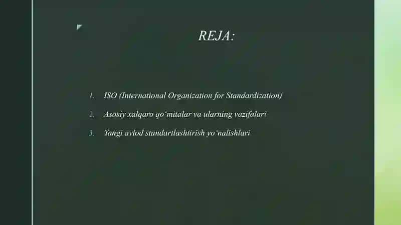 TARMOQ STANDARTLARINI TARTIBGA SOLUVCHI QO'MITALAR 2