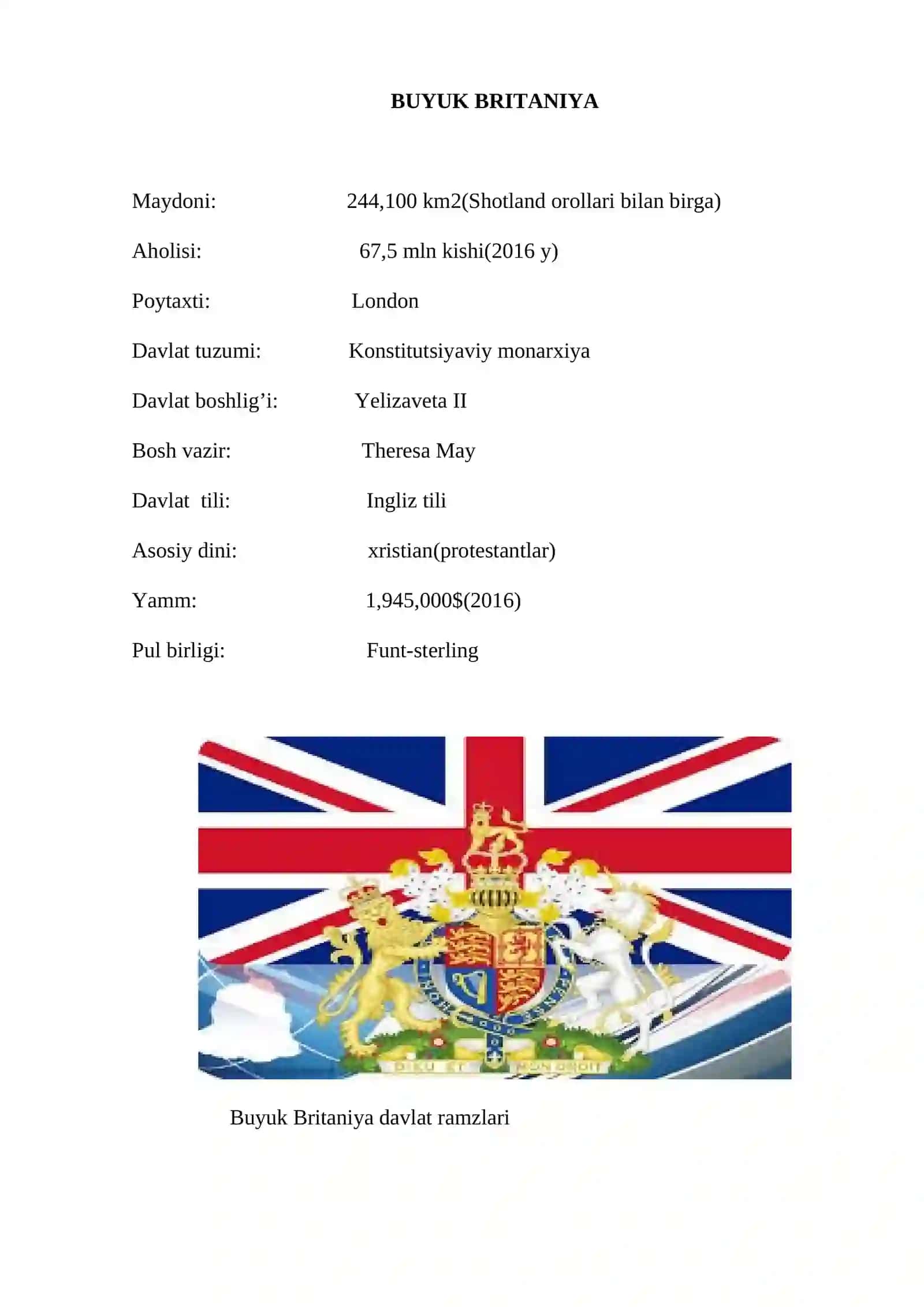 Buyuk Britaniyaga umum iqtisodiy geografik ta’rif 2