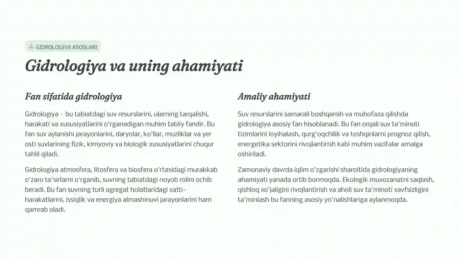 Gidrologik ma'lumotlarni to'plash va qaytaishlashtexnologiyalari 2