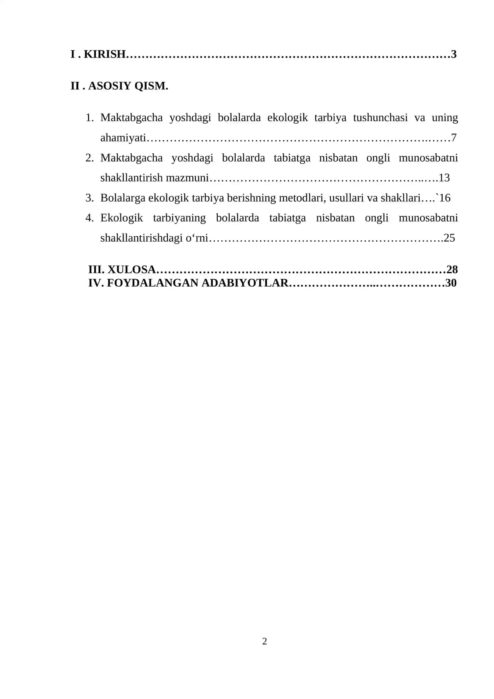 Maktabgacha ta'lim tashkilotida ekalogik tarbiyani berish usullari. 2