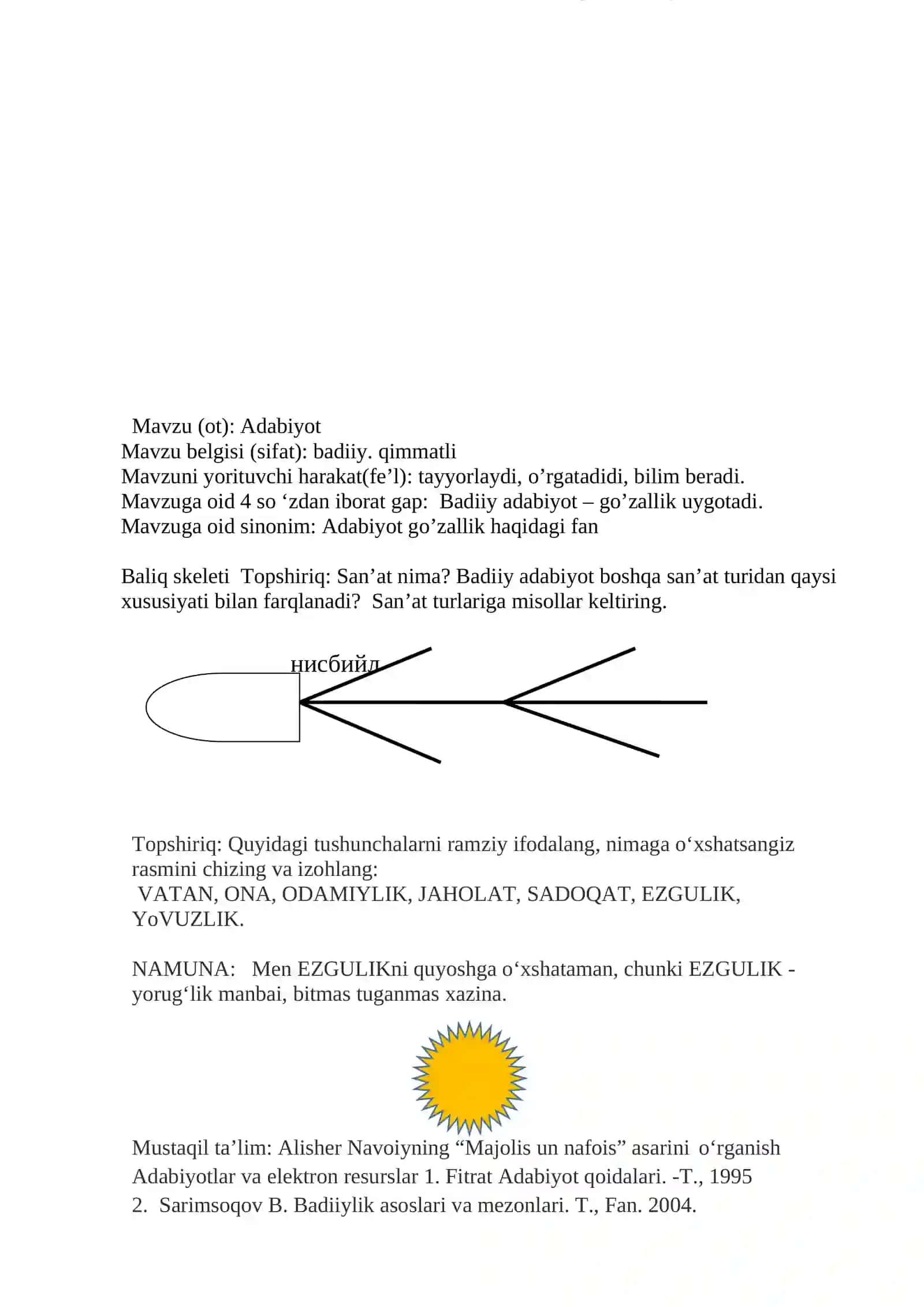 Badiiy adabiyotning ijtimoy ong shakllari orasidagi o‘rni va vazifalari 2