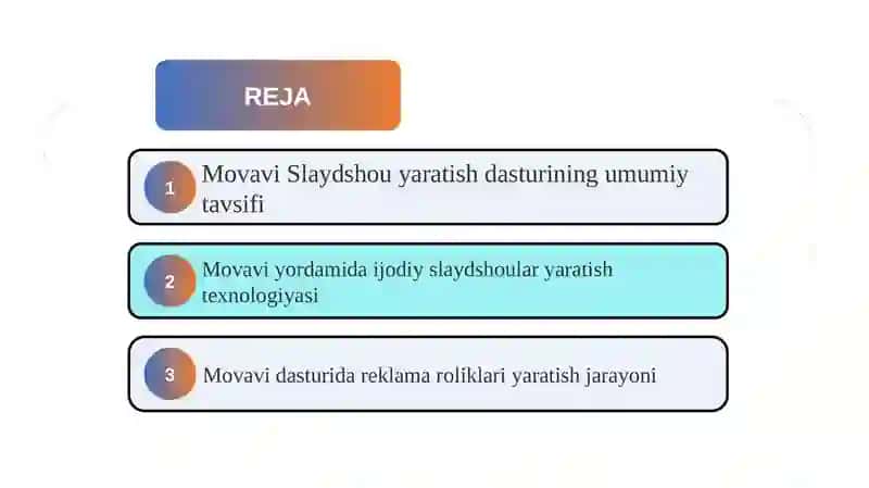 Movavi Slaydshou yaratish dasturi yordamida ijodiy slaydshoular va reklama roliklari yaratish texnologiyalari 2