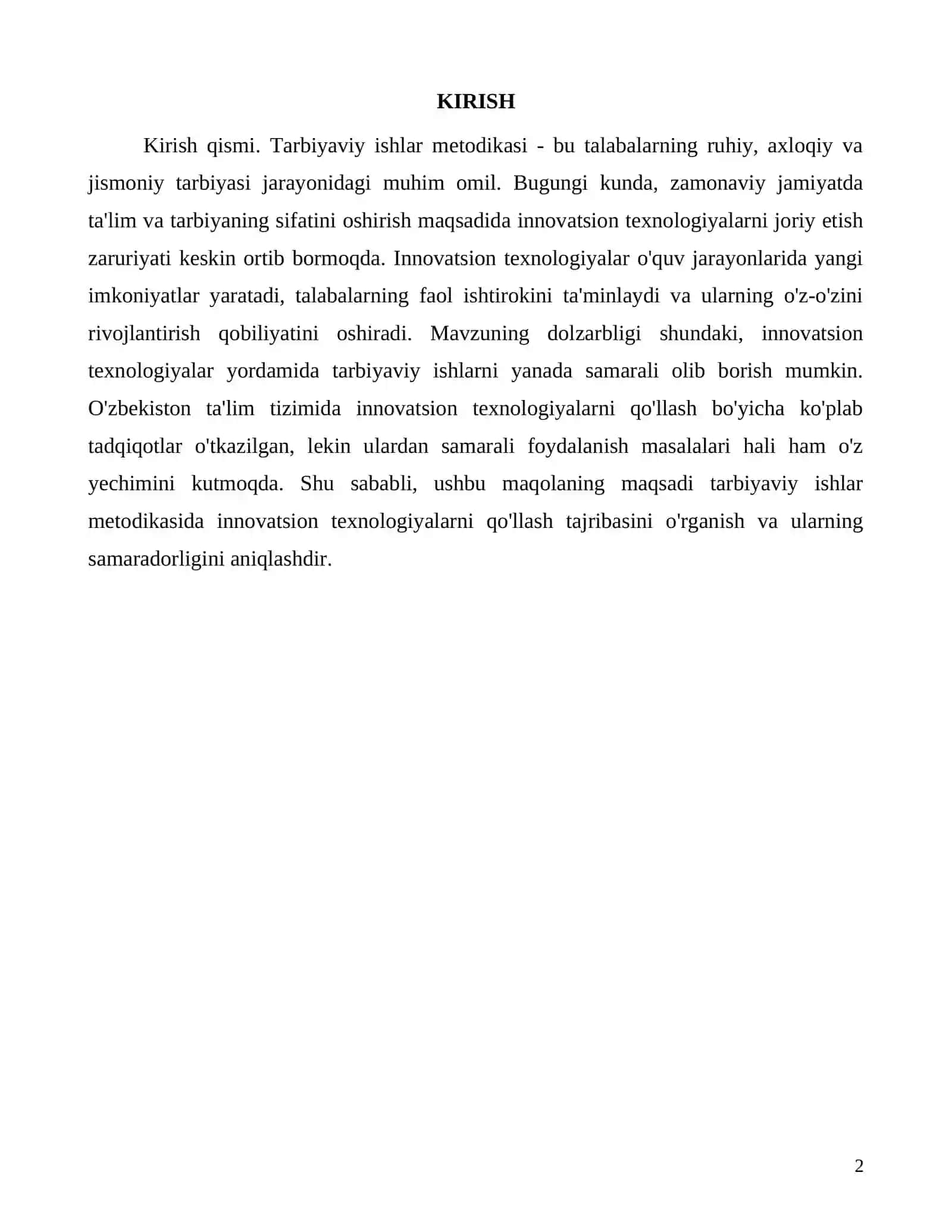 Tarbiyaviy ishlar metodikasida innovatsion texnologiyalar 2