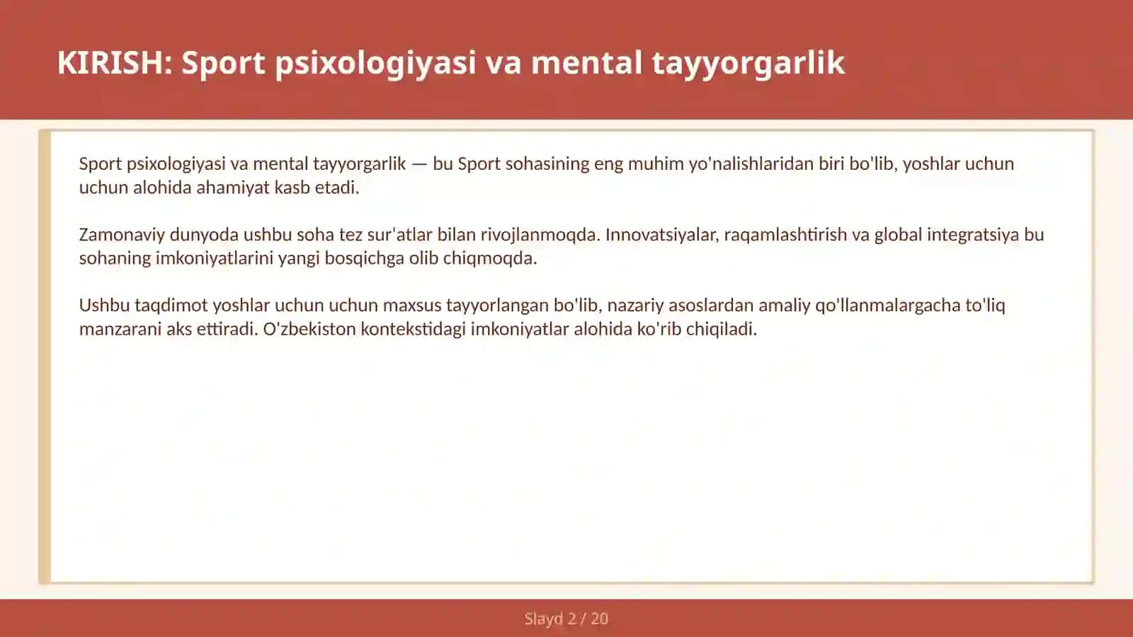 SPORT PSIXOLOGIYASI VA MENTAL TAYYORGARLIK 2