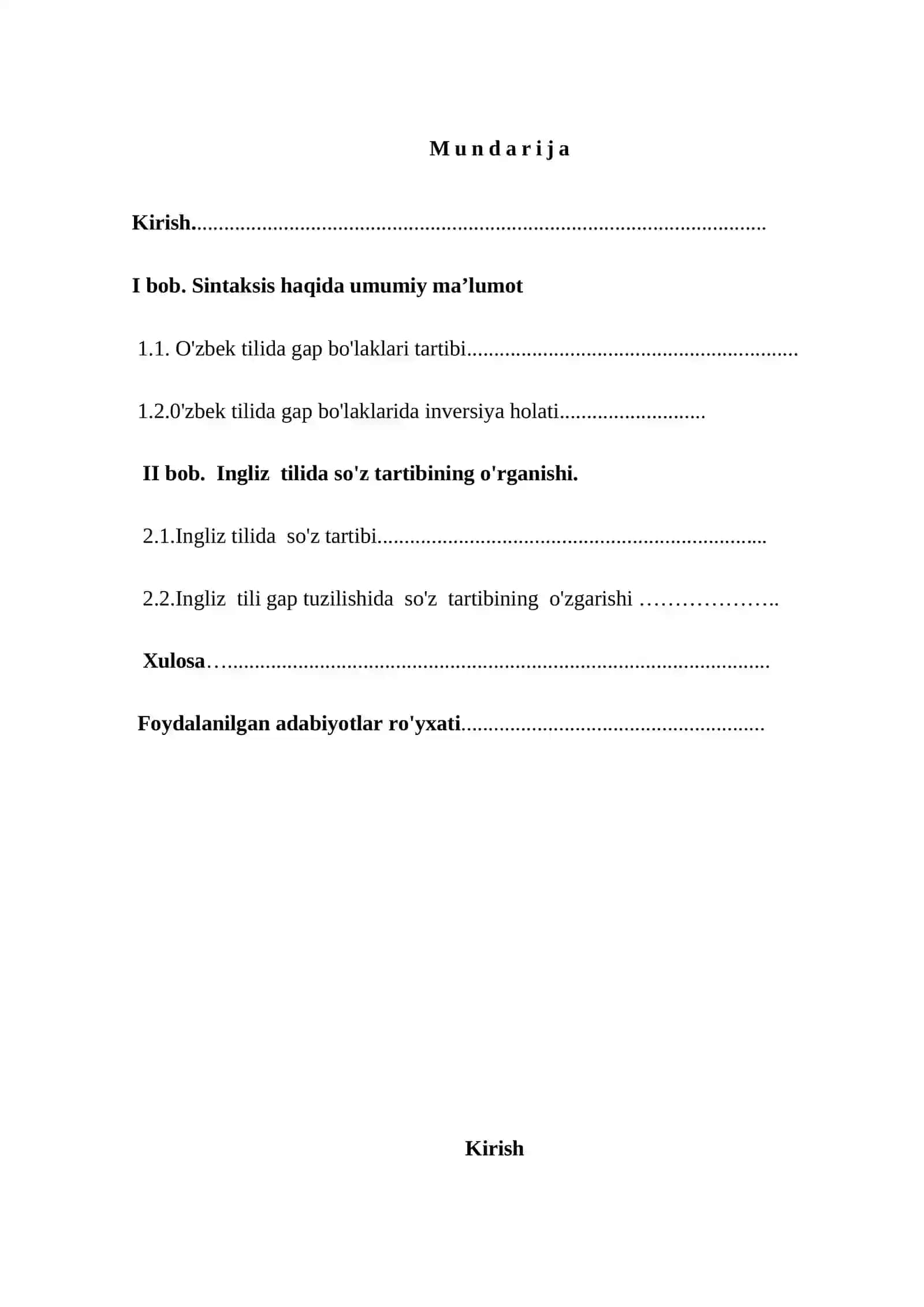 Ingliz va o’zbek tillarida gap bo’laklarining tartibini o’rganish 2