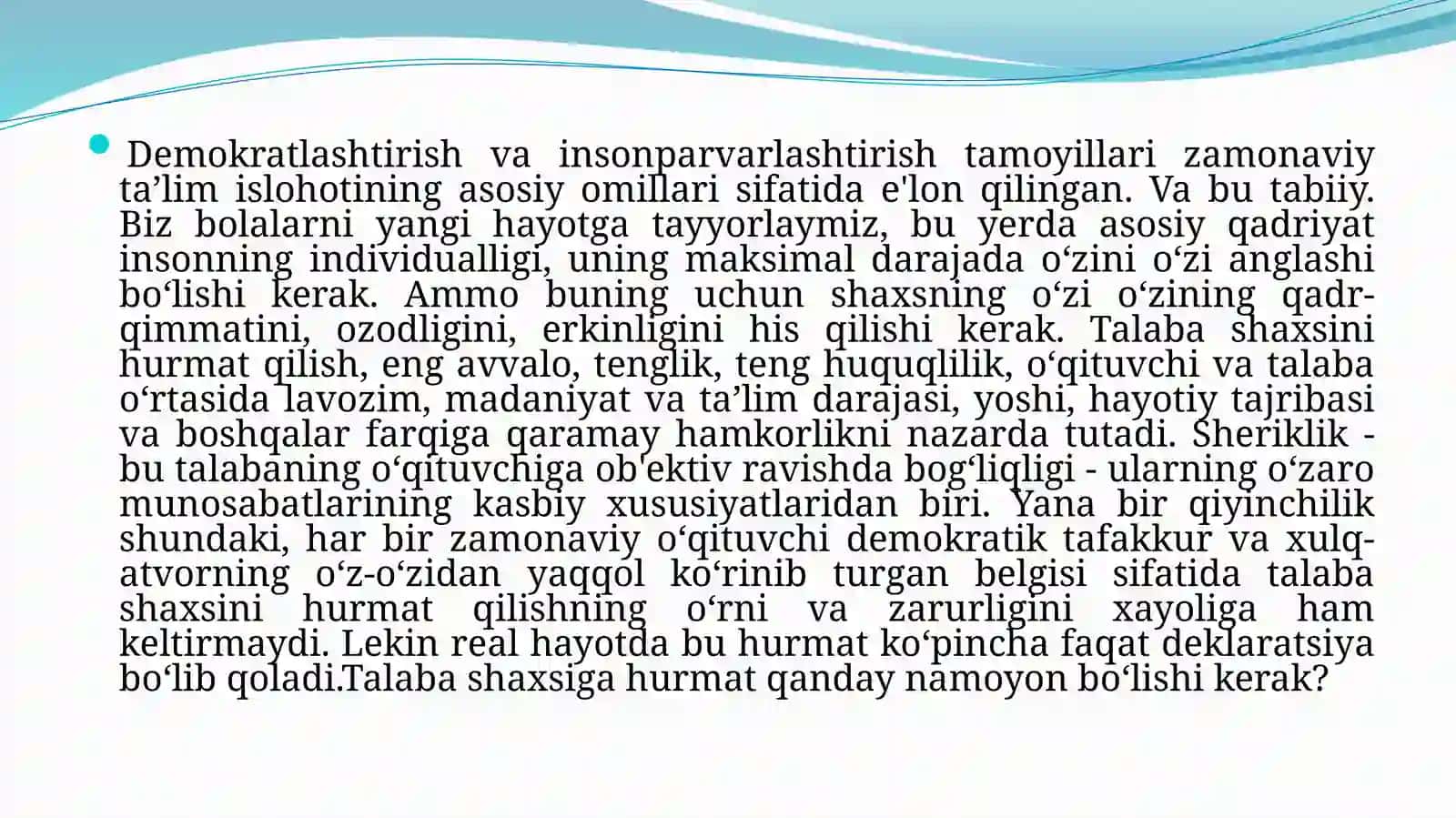 O’qituvchi-talaba tizimi dagi munosabatlar axloqi 2